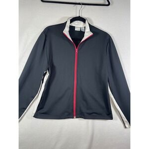 Prospirit Track Jacket Full Zip Athletic Warm Up Black White Trim Size L Women